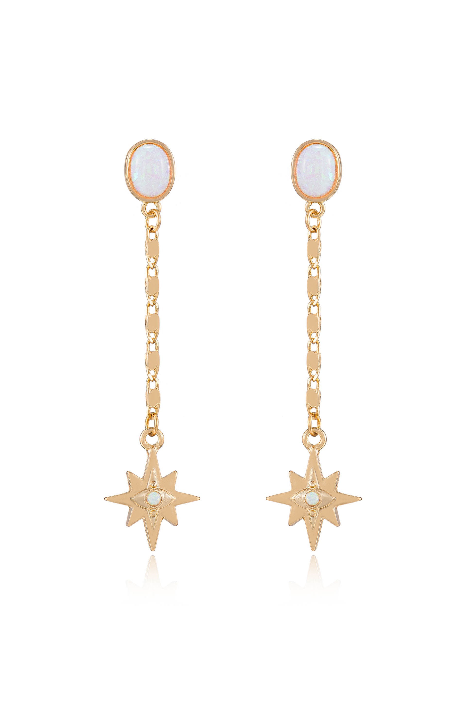 Celestial Opal Star Drop Earrings