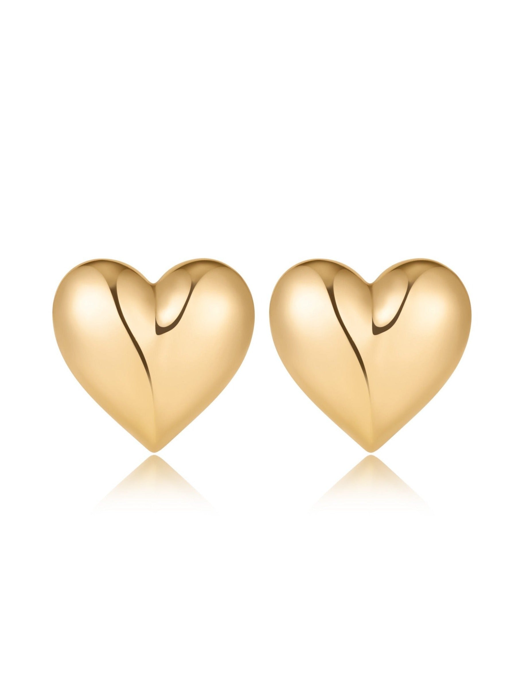 18k Gold Plated Heart Stud Earrings - Bikini Crush Swimwear