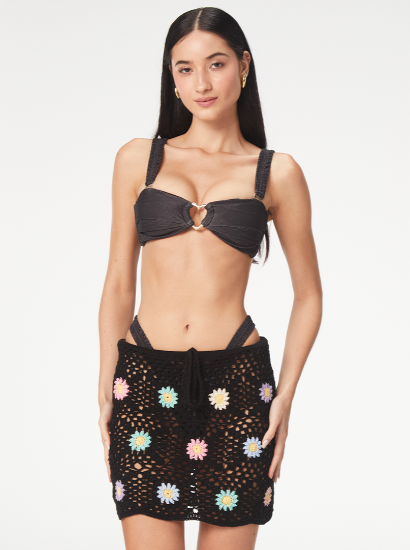 Vivi Black Flowers Skirt - Bikini Crush Swimwear