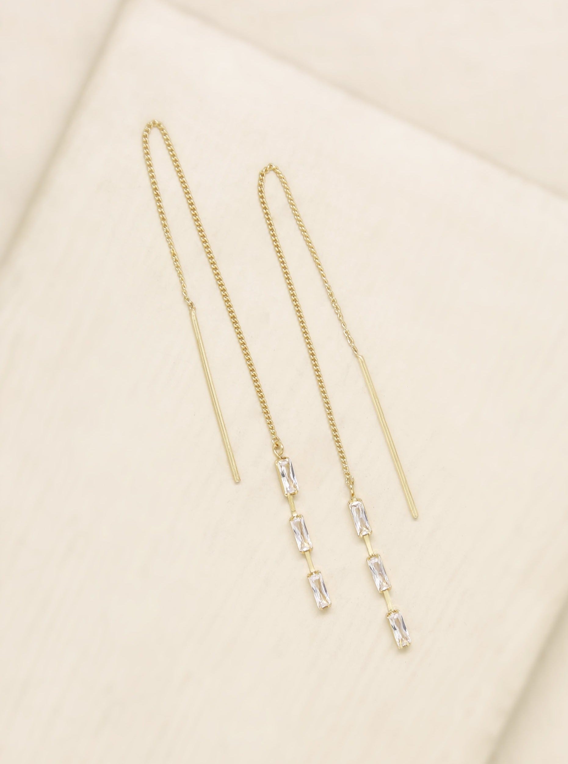 KIKICHIC | NYC | Simple Chain Threader Earrings Long in Solid Sterling  Silver (925) in 14k Gold, White Gold.